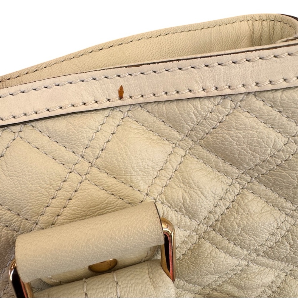 Authentic MARC JACOBS ‘Ursula’ Cream Calfskin Leather Quilted Bag w/ Dust Bag - Picture 13 of 16